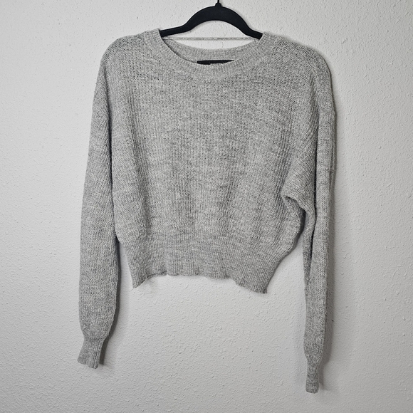 Vero Moda Alpaca Wool Blend Soft‎ Gray Crop Sweater Size L Large - Picture 1 of 12